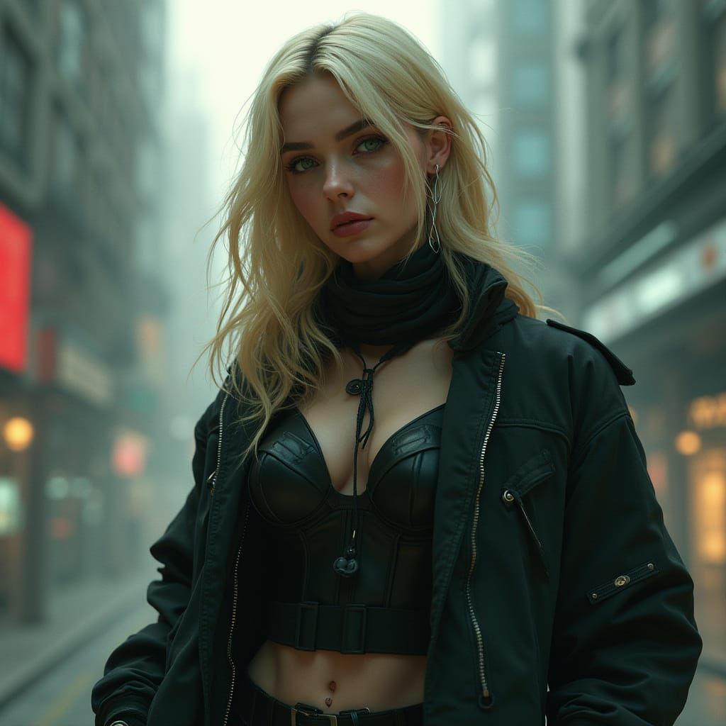 Futuristic Covert Operative in Detailed Matte Painting Style