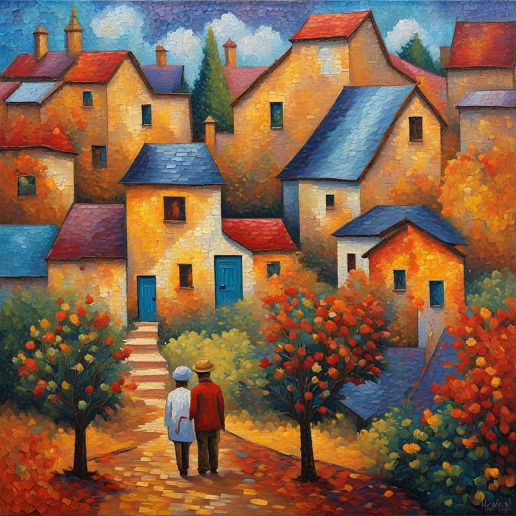 Colorful Puzzle in Expressionist Oil Painting Style