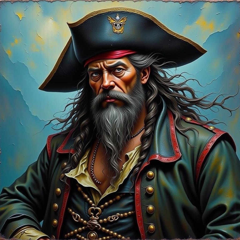 Pirate Portrait in a Cyberpunk Seascape