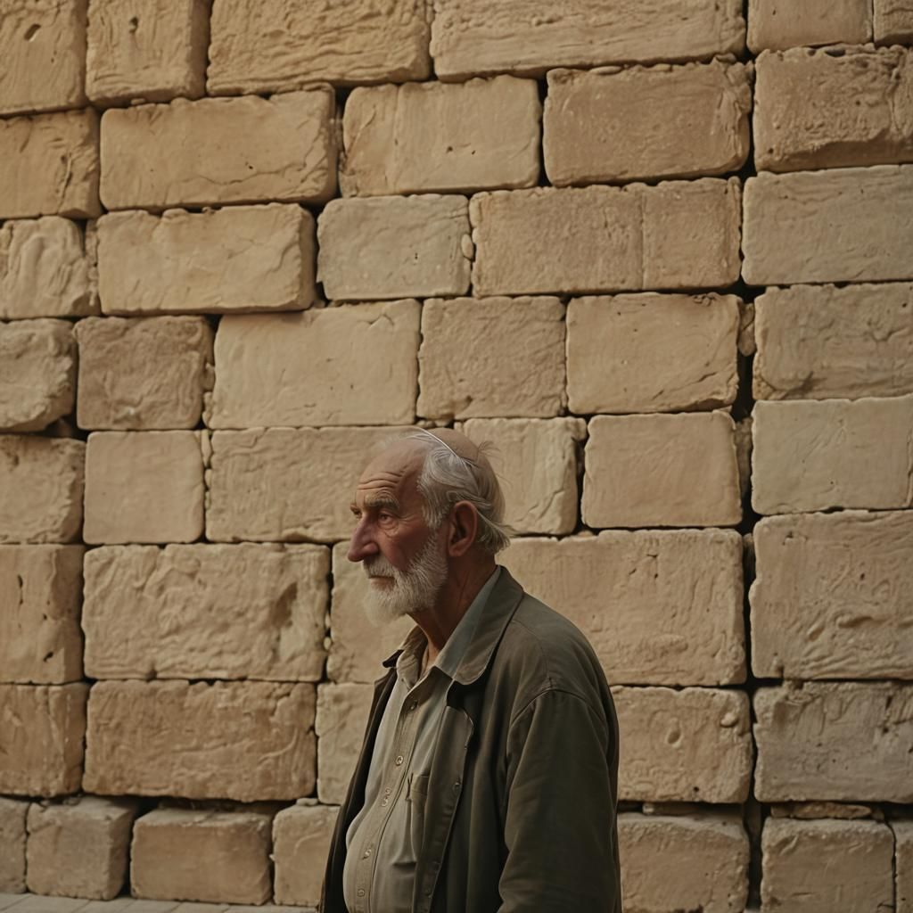 Contemplative Man at Western Wall in Golden Light