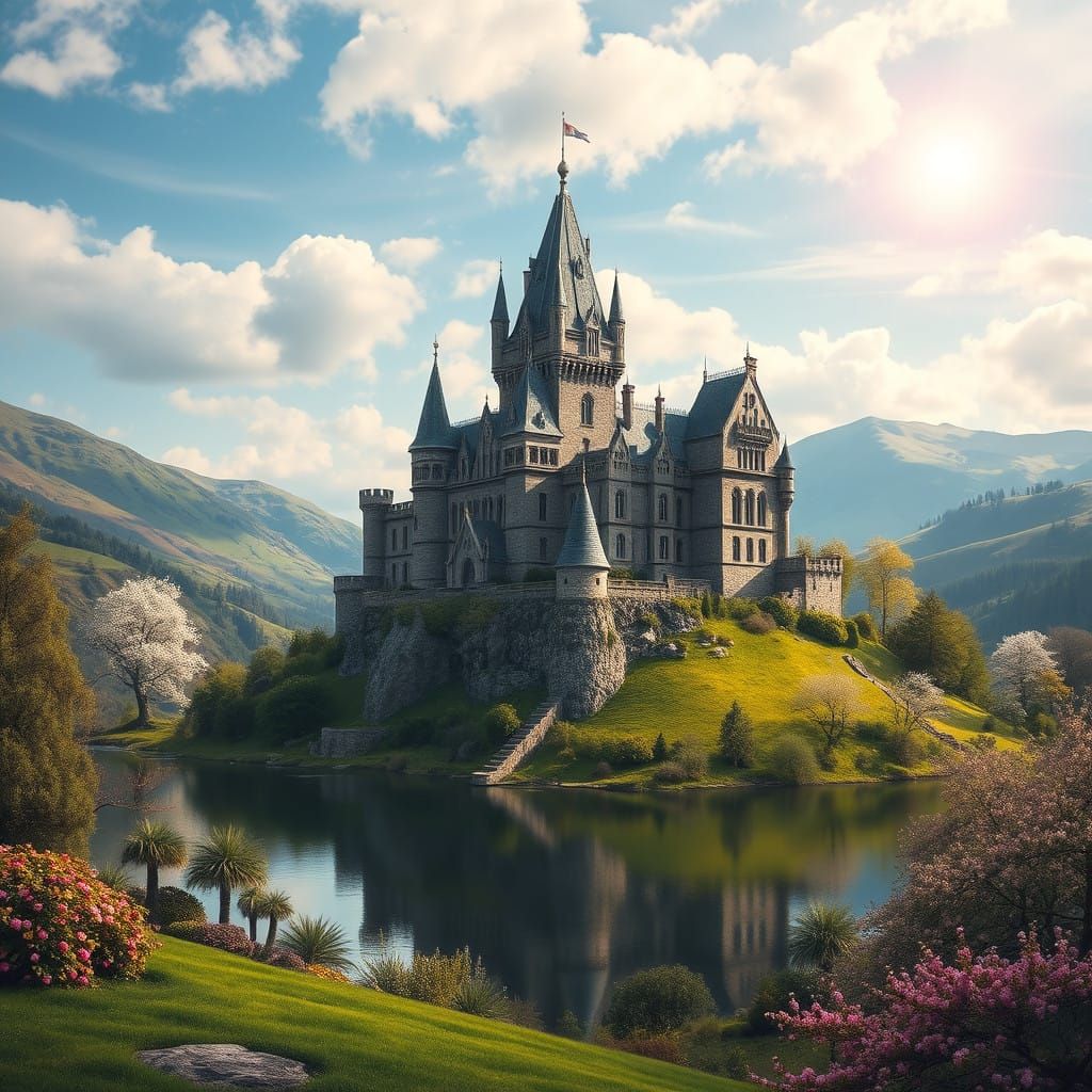 Grand Scottish Castle Amidst Verdant Valley