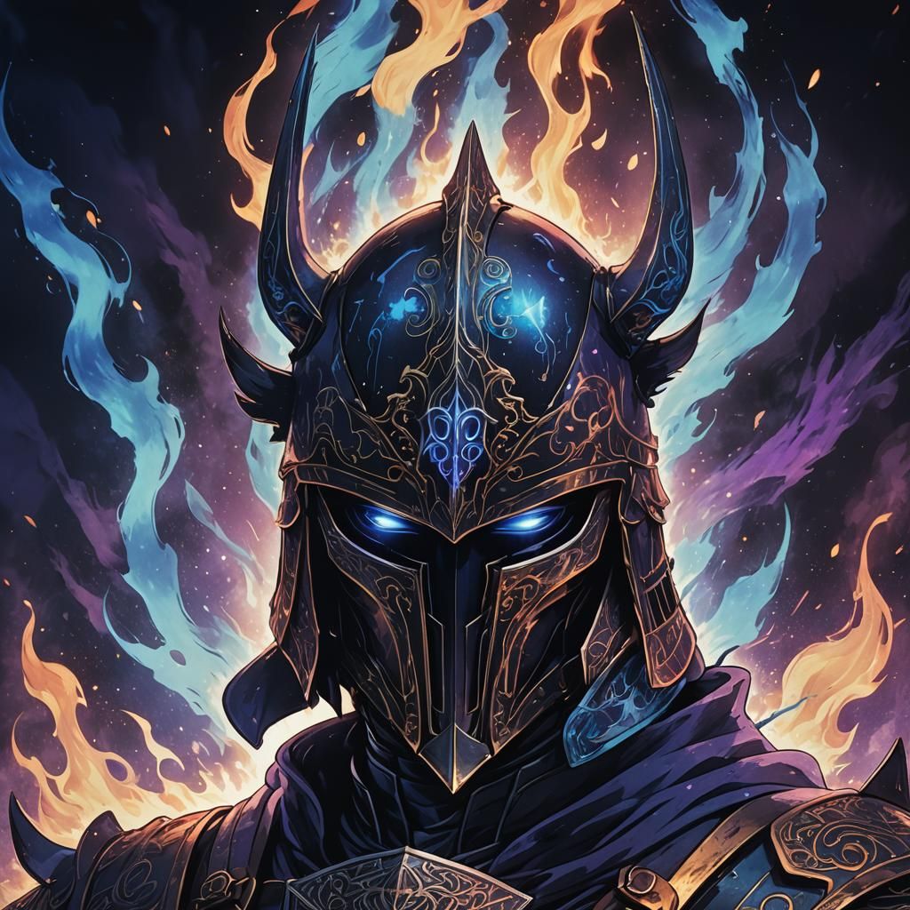 Flaming Templar Helmet in Anime Style