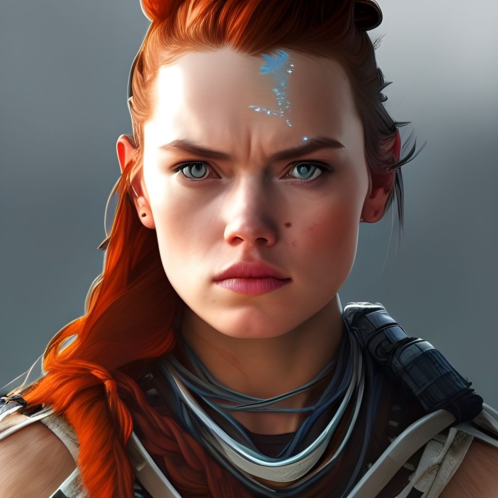 Aloy Likeness: Hyperrealistic Detailed Redhead Portrait
