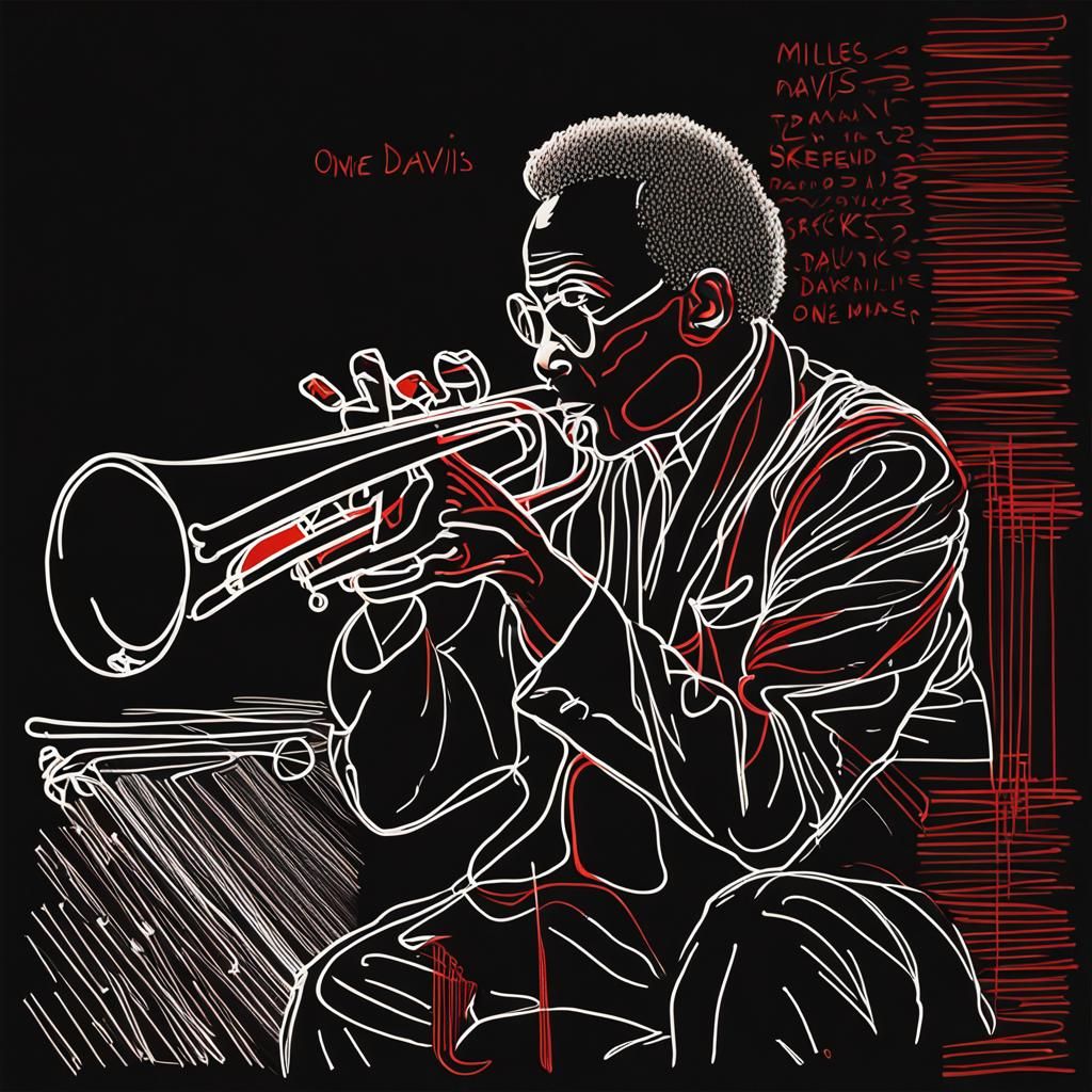Minimalist One-Line Sketch of Miles Davis