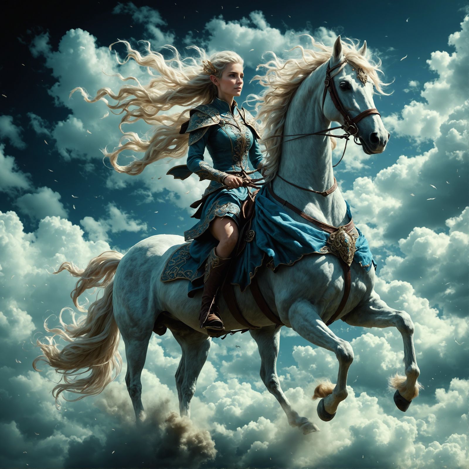 Cloud Elf on Wind Horse: Ethereal Dreamscape