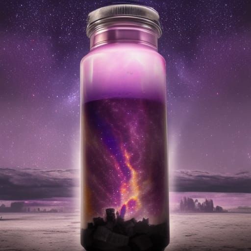 Post-Apocalyptic Galaxy in a Bottle, Digital Matte Painting