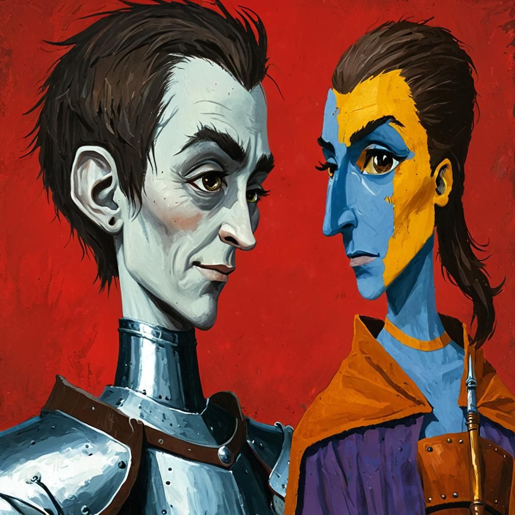 Fantasy Heroes Gathering in Oil Paint Style