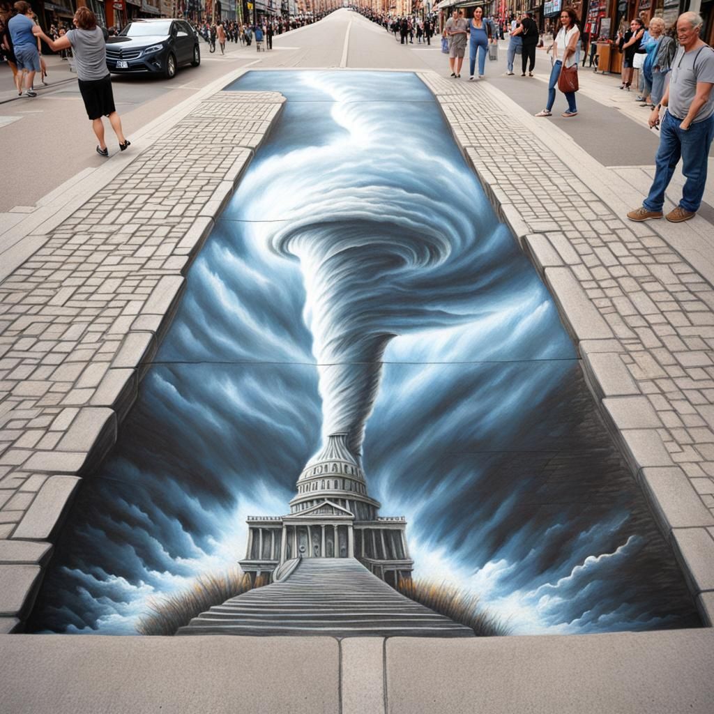 Spectacular 3D Street Art Tornado Illusion