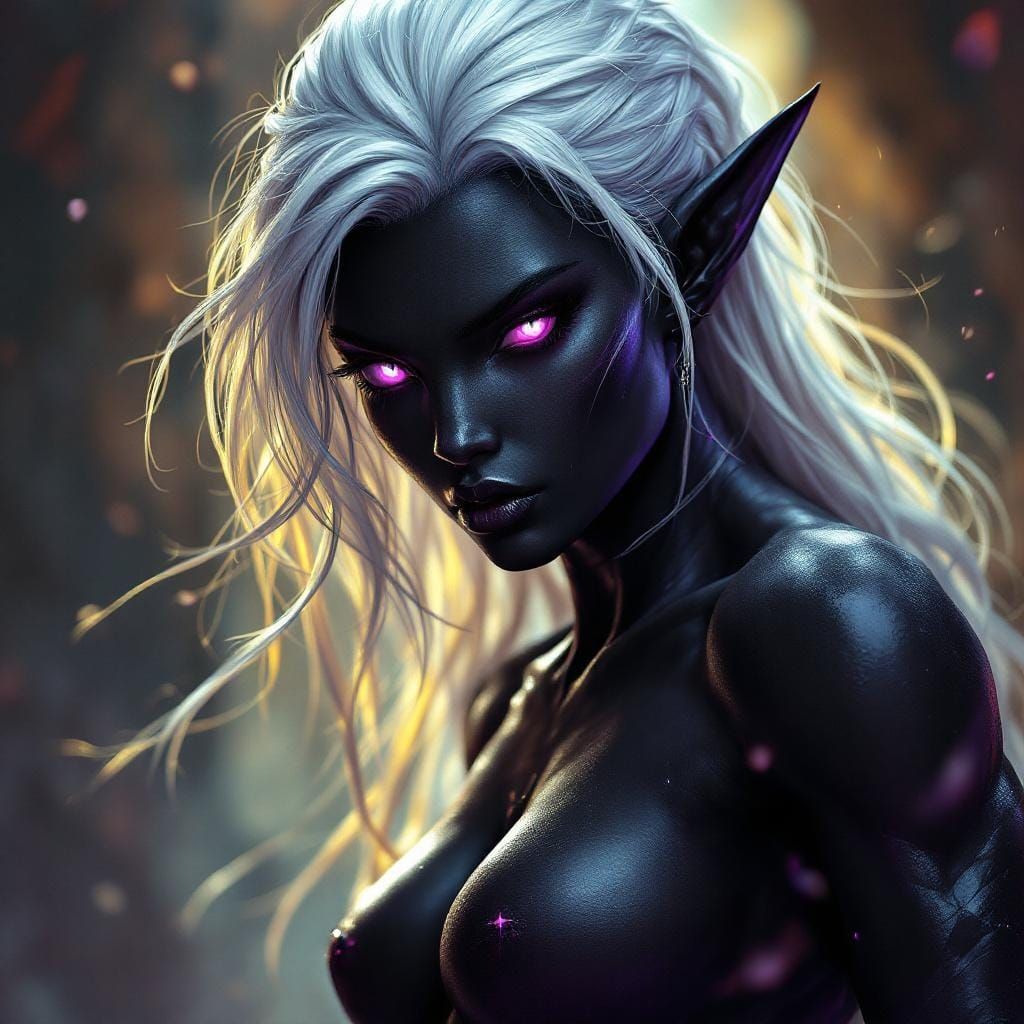 Hyperrealistic Drow Warrior: A Dark Fantasy Portrait