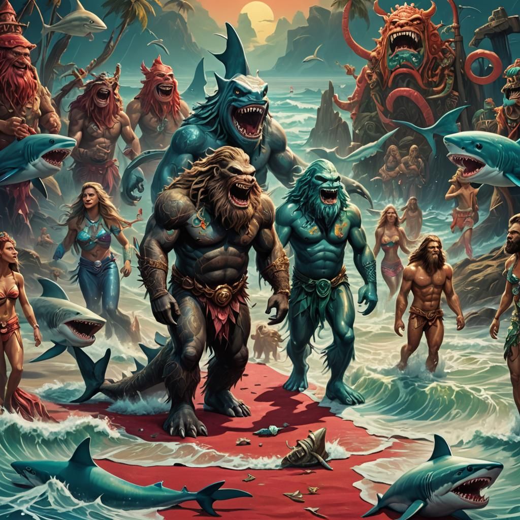 Mythical Beings Grace Red Carpet in Fantasy Art