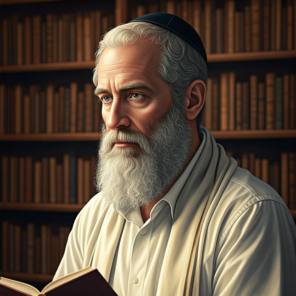 Realistic Portrait of a Man Holding Book