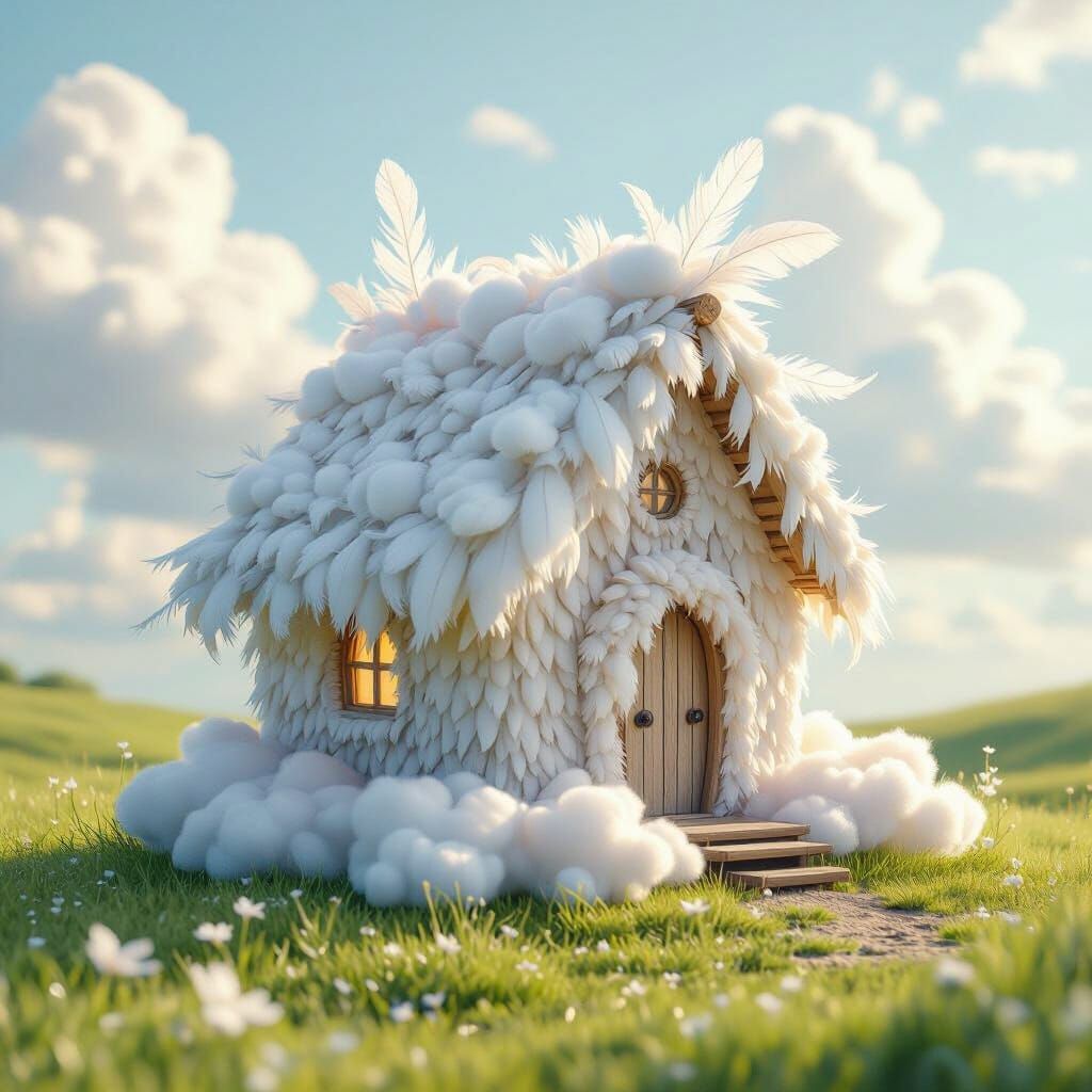 Fantastical Feather and Cloud Hut on Green Paddock