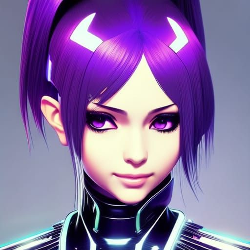 Cyberpunk Anime: Cute Gothic Girl Portrait