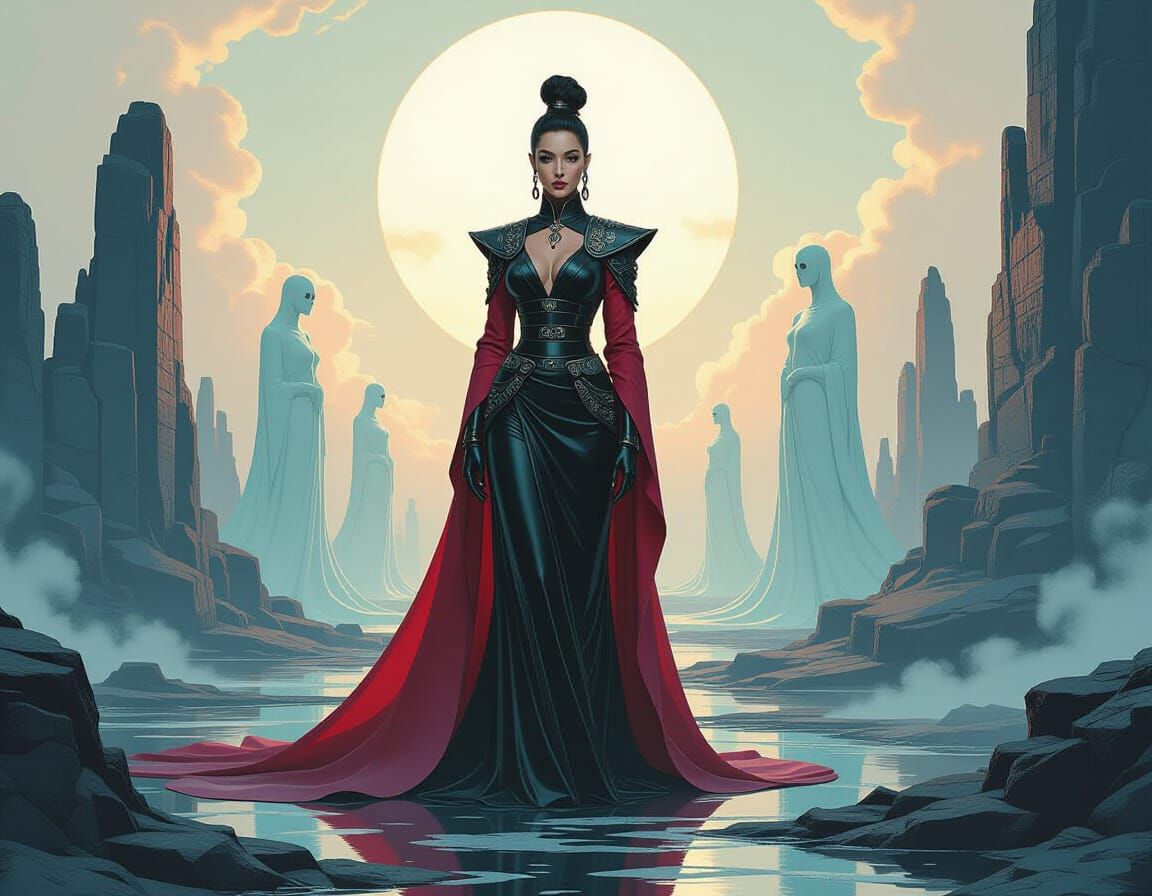 Jhaemaryn Ambassador in Surreal Landscape, Neo-Impressionism