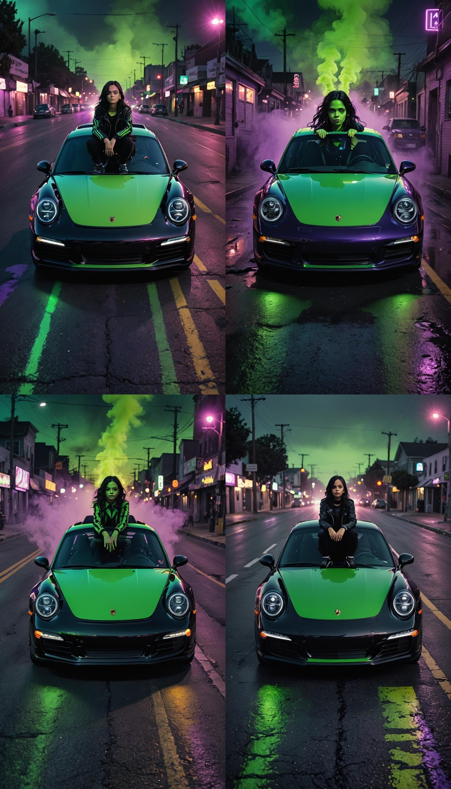 Porsche 911 with Beetlejuice Stripes and Gothic Style