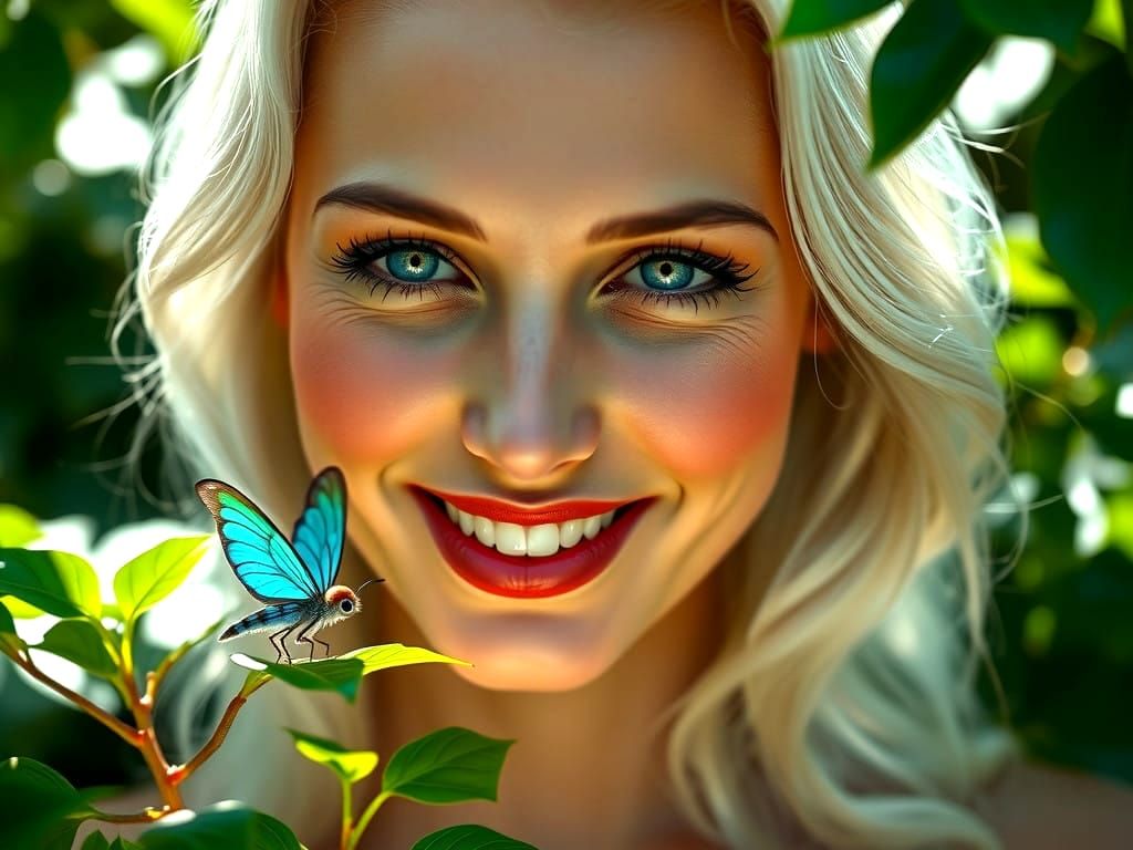 Ethereal Beauty in Close-Up, with a Fairy Companion