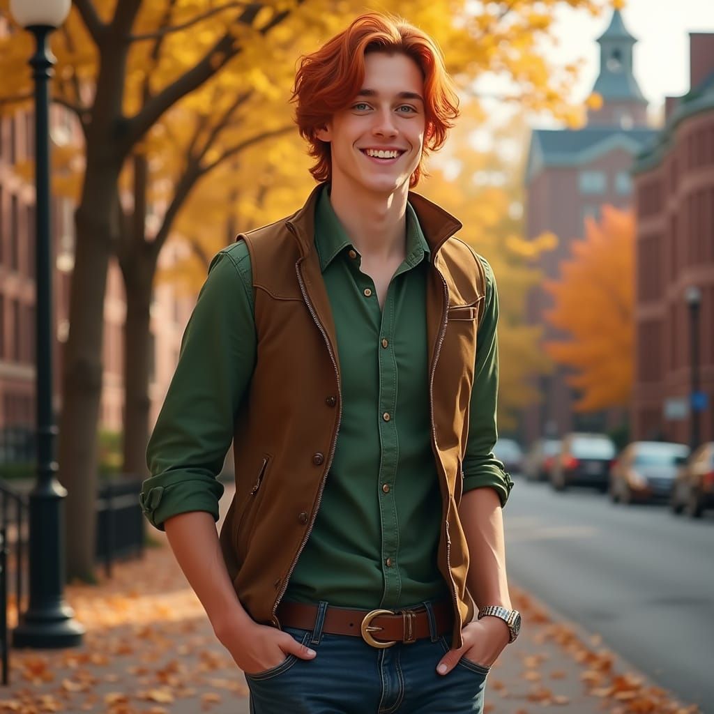 Hyper-Realistic Portrait of a Young Man in Autumn
