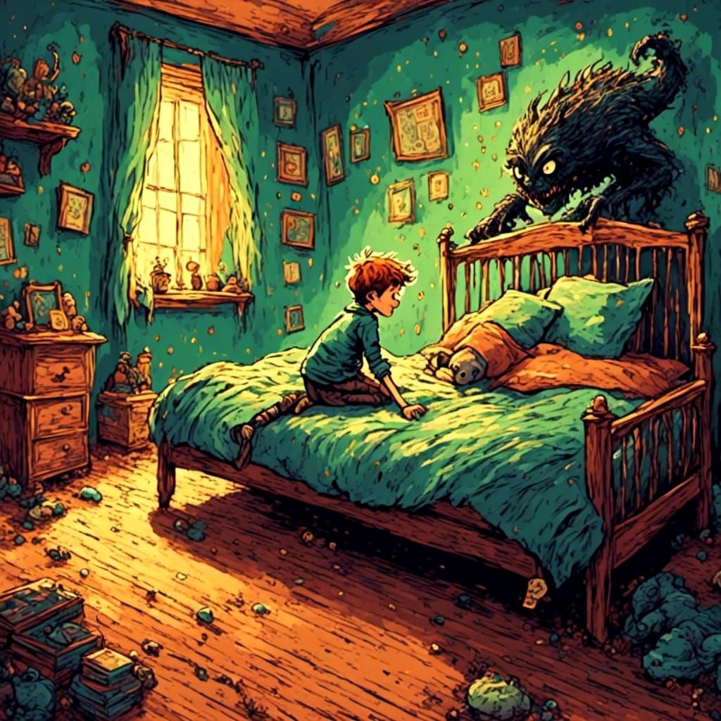 <lora:SybilThorn-LORA5:1.0> a little boy making friends with...