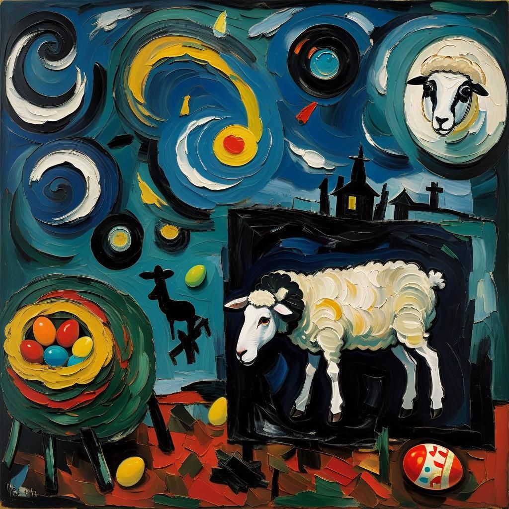 Surreal Space Objects in Cubist Style