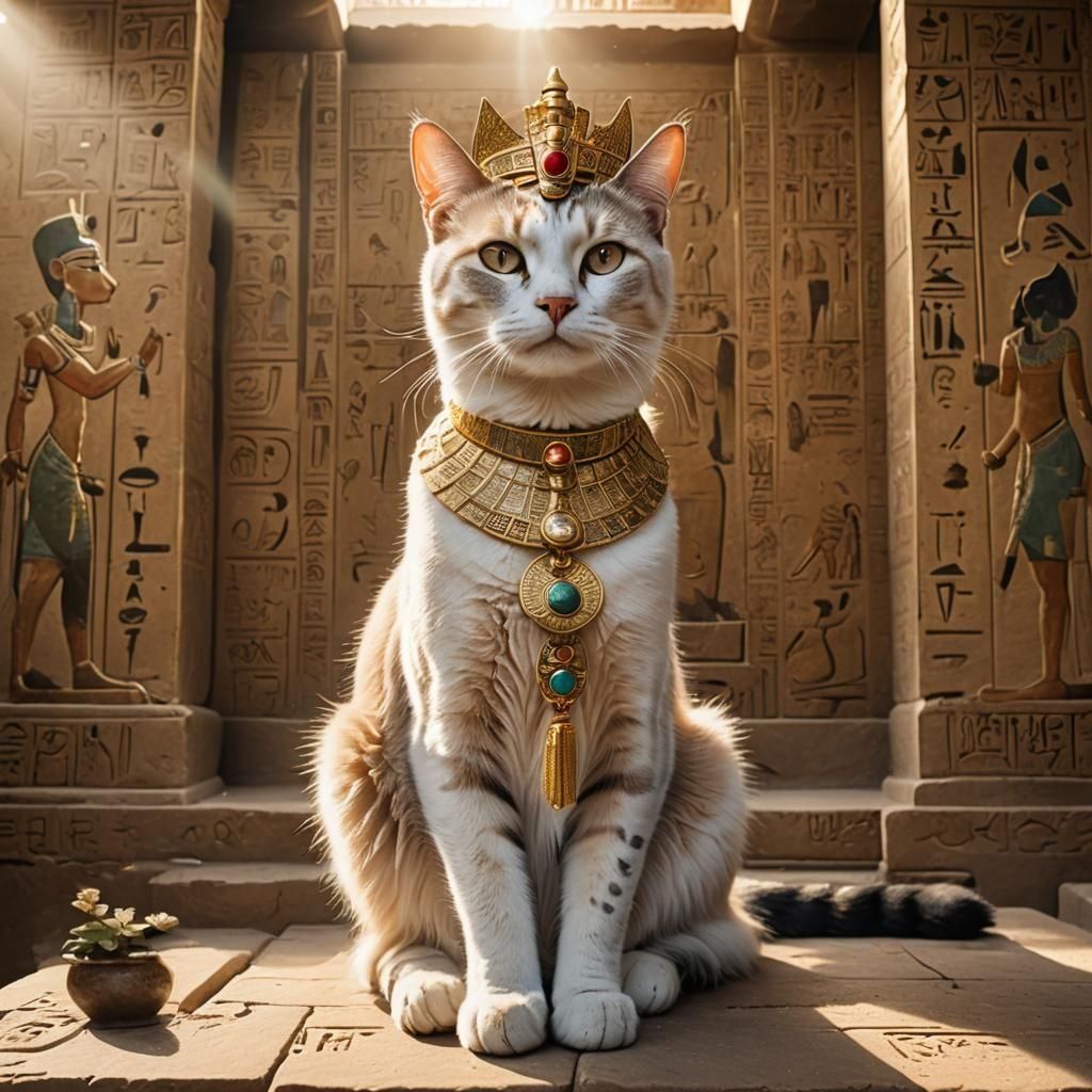 Regal Cat in Ancient Egyptian Temple