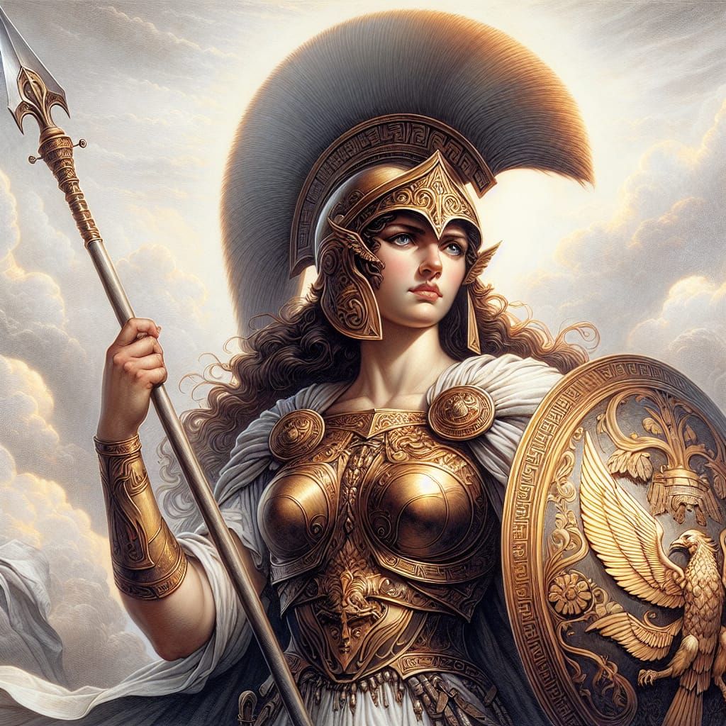 Athena, Goddess of War and Wisdom on Mount Olympus