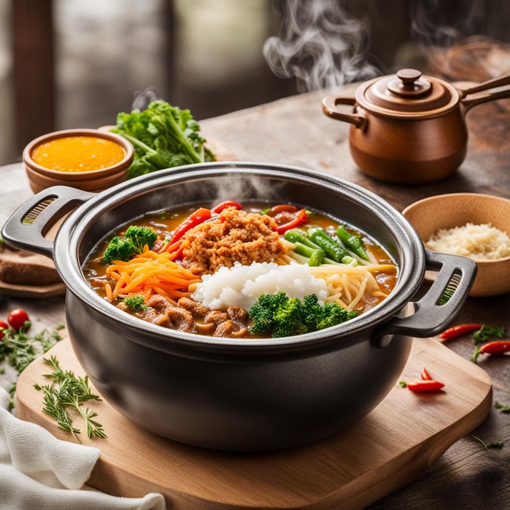 Steaming Bowl of Family Food in Pot