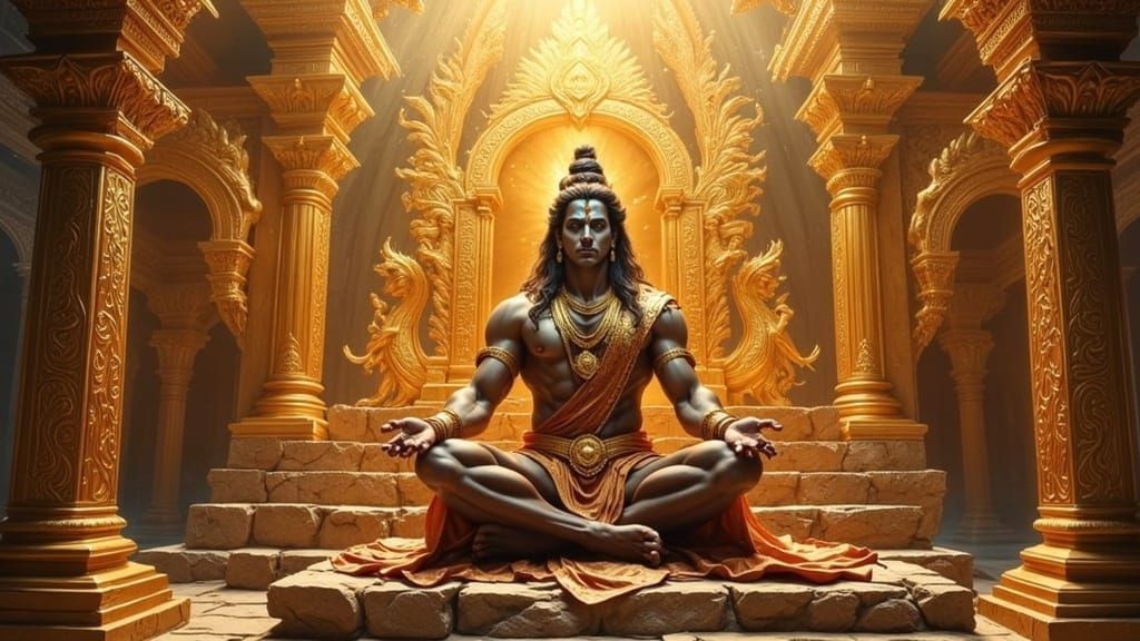 Hyper Realistic Golden Palace of Lanka in Indian Mythology