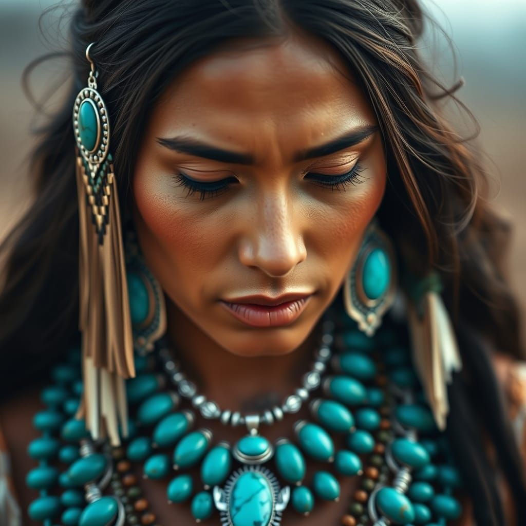 Native American Woman with Turquoise Jewelry