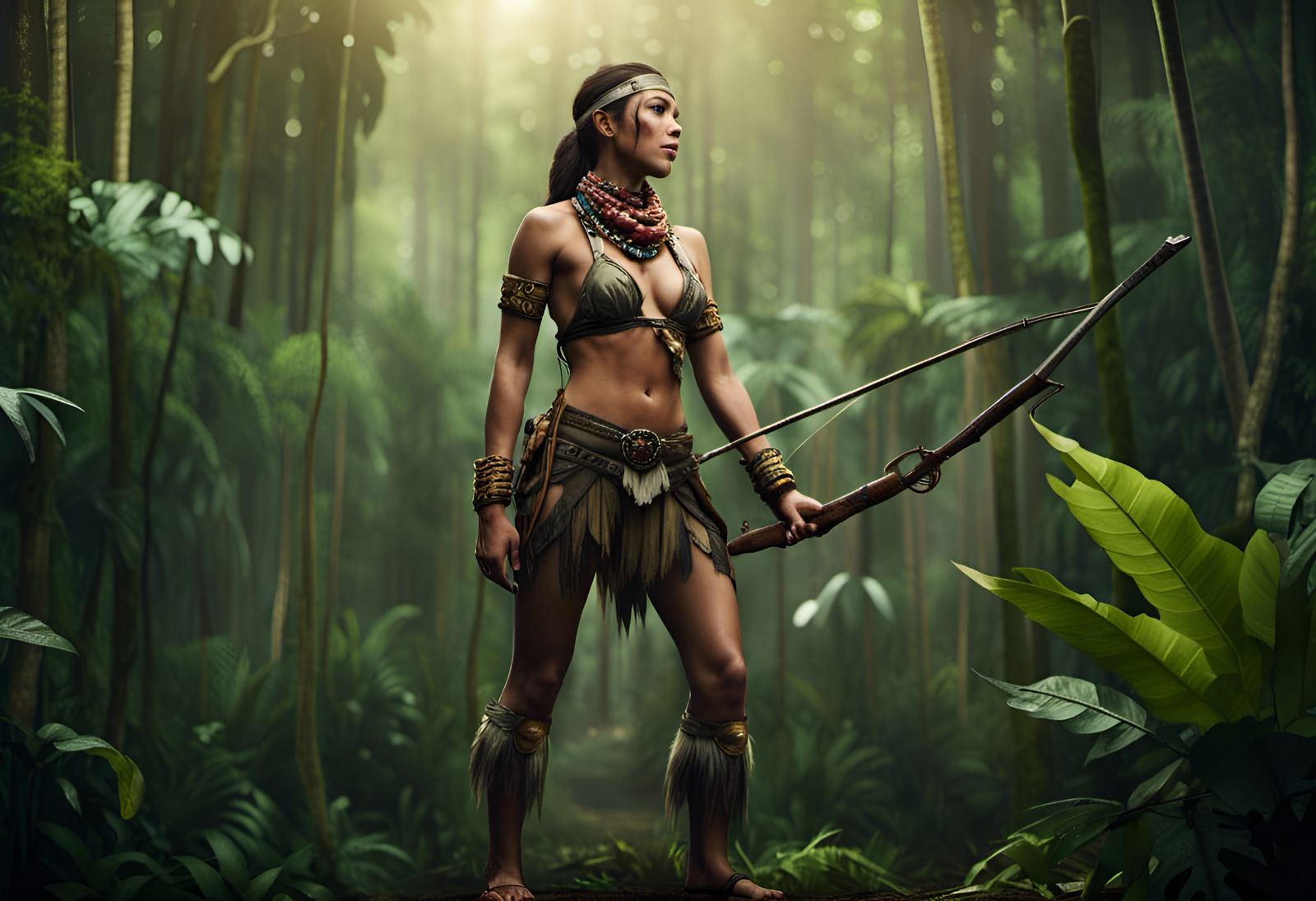 Amazon Hunter in the Jungle