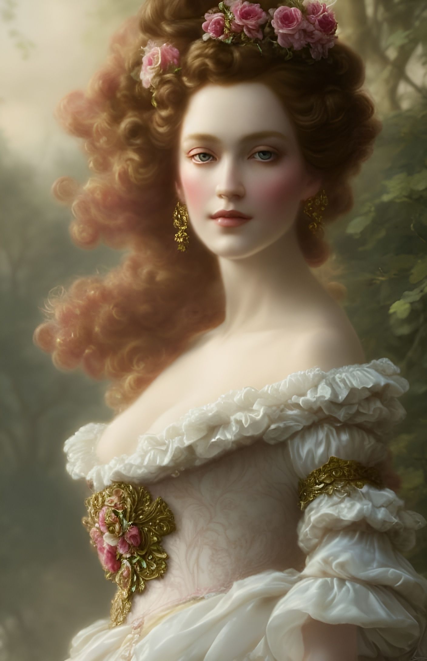 Hyperdetailed Rococo Portrait of Princess Briar Rose