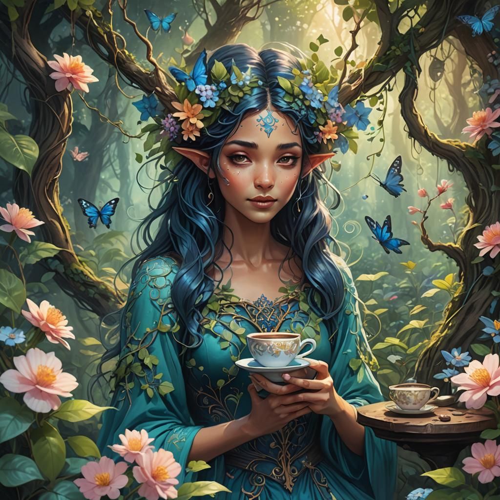 Faerie Coffee Break in Hidden Forest Sanctuary