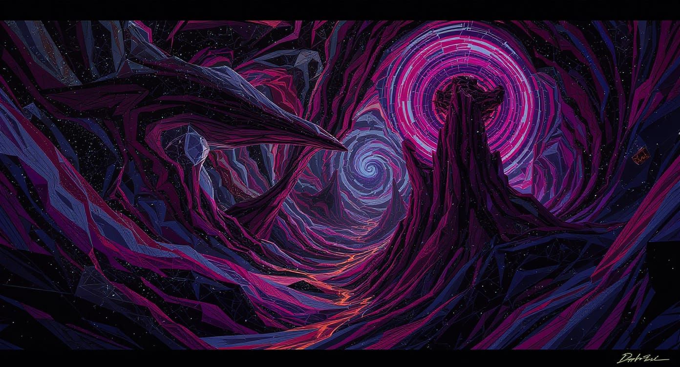 Mind-Bending Outer Limits Landscape in Cubist Style