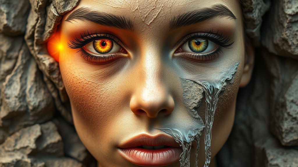 Surreal Woman's Face with Geological Textures