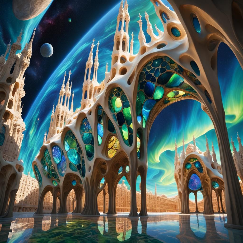 Gaudi-esque ISS Drifting Through Space