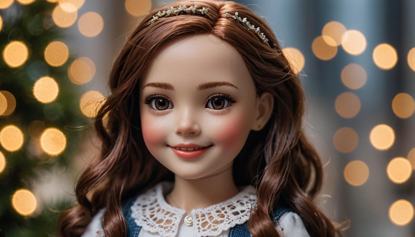 Doll-Like Girl Smiling: Professional Photography with Bokeh