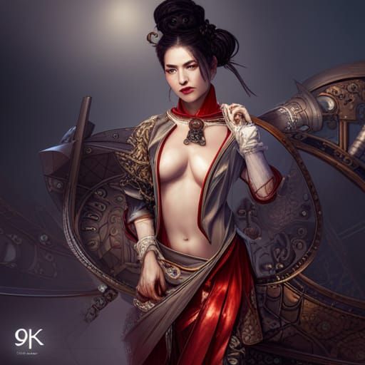 Steampunk Geisha in Hyperdetailed Digital Art