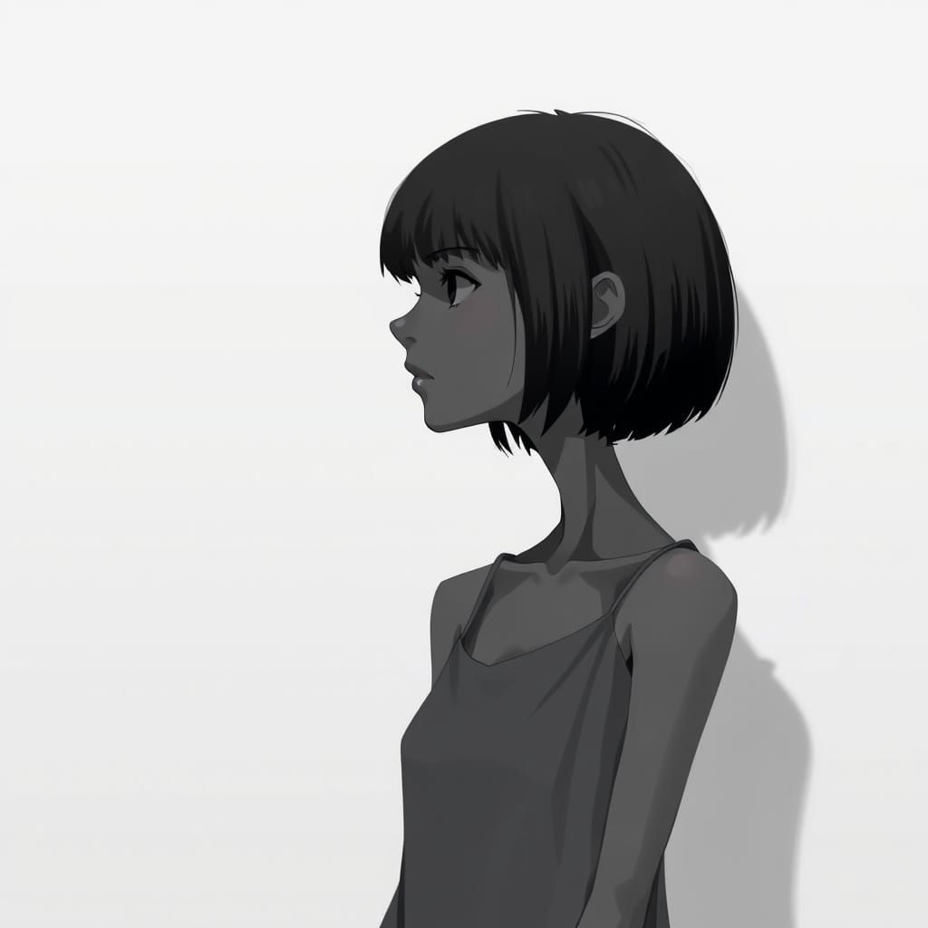 Monochromatic Portrait of a Pensive Young Woman