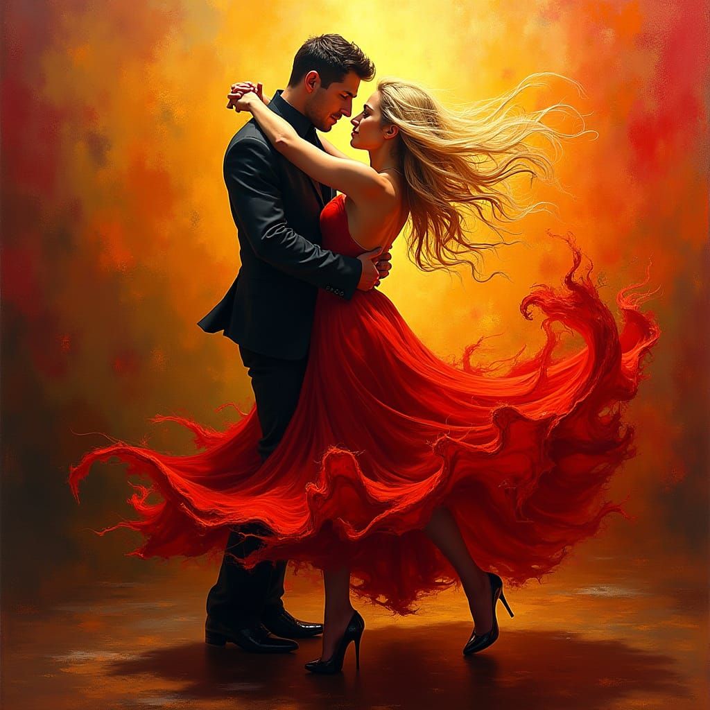 Passionate Dance in Fiery Abstract Style