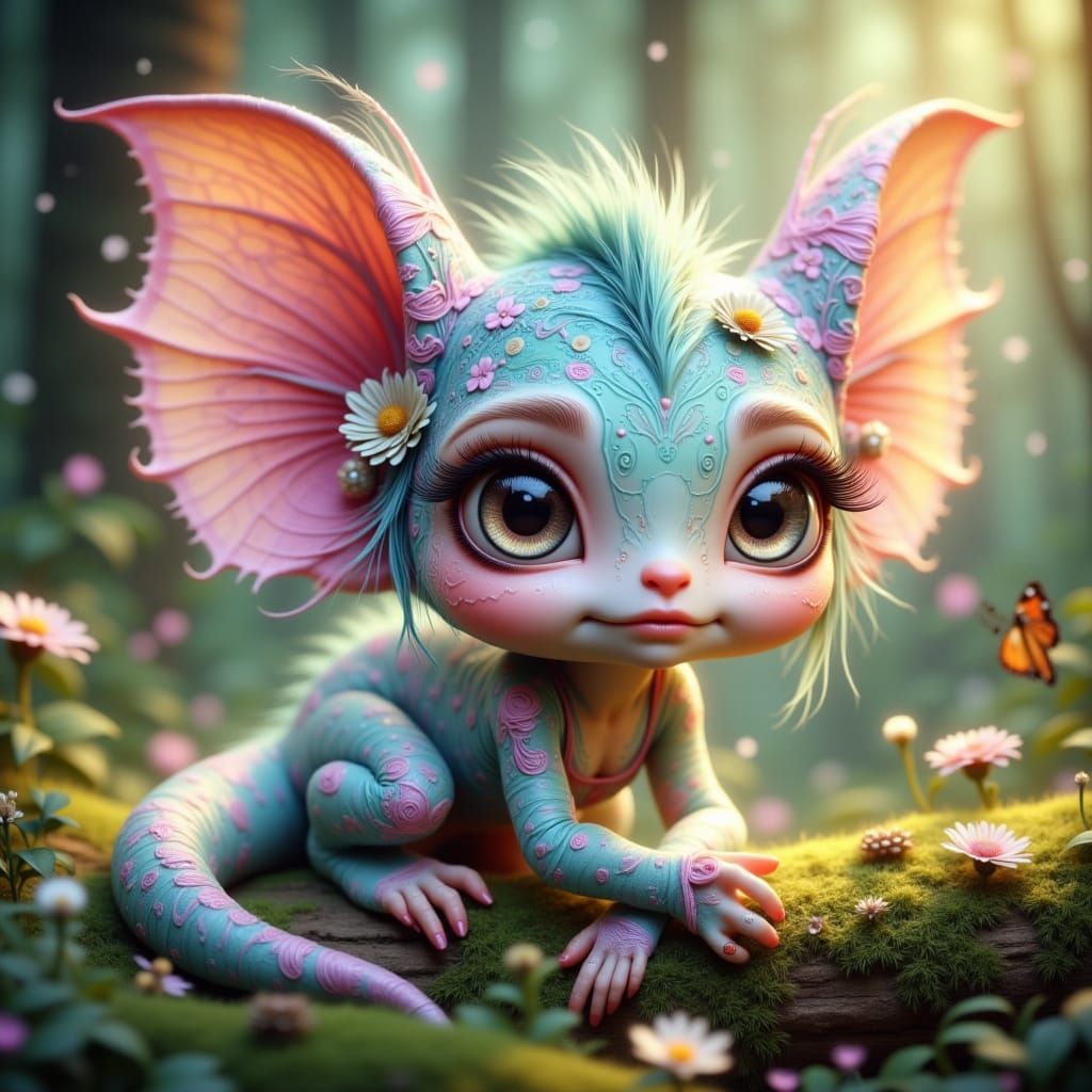 Whimsical Chameleon in a Forest Fairy Tale