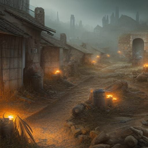 Detailed War Trenches in Matte Painting Style