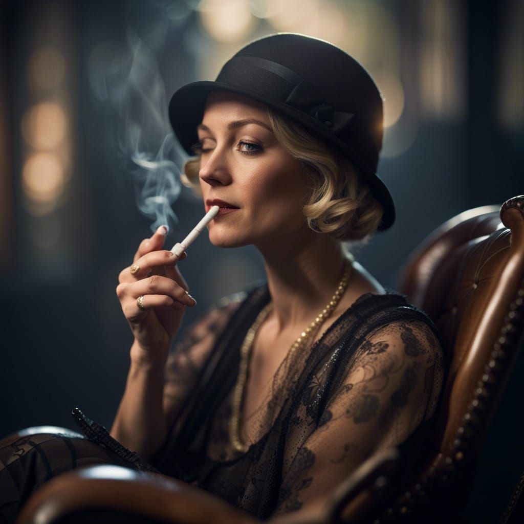 1920s Woman Smoking, Professional Photography