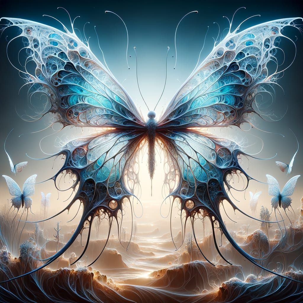 Ethereal Butterflies with Bone Thorax and Skin Wings