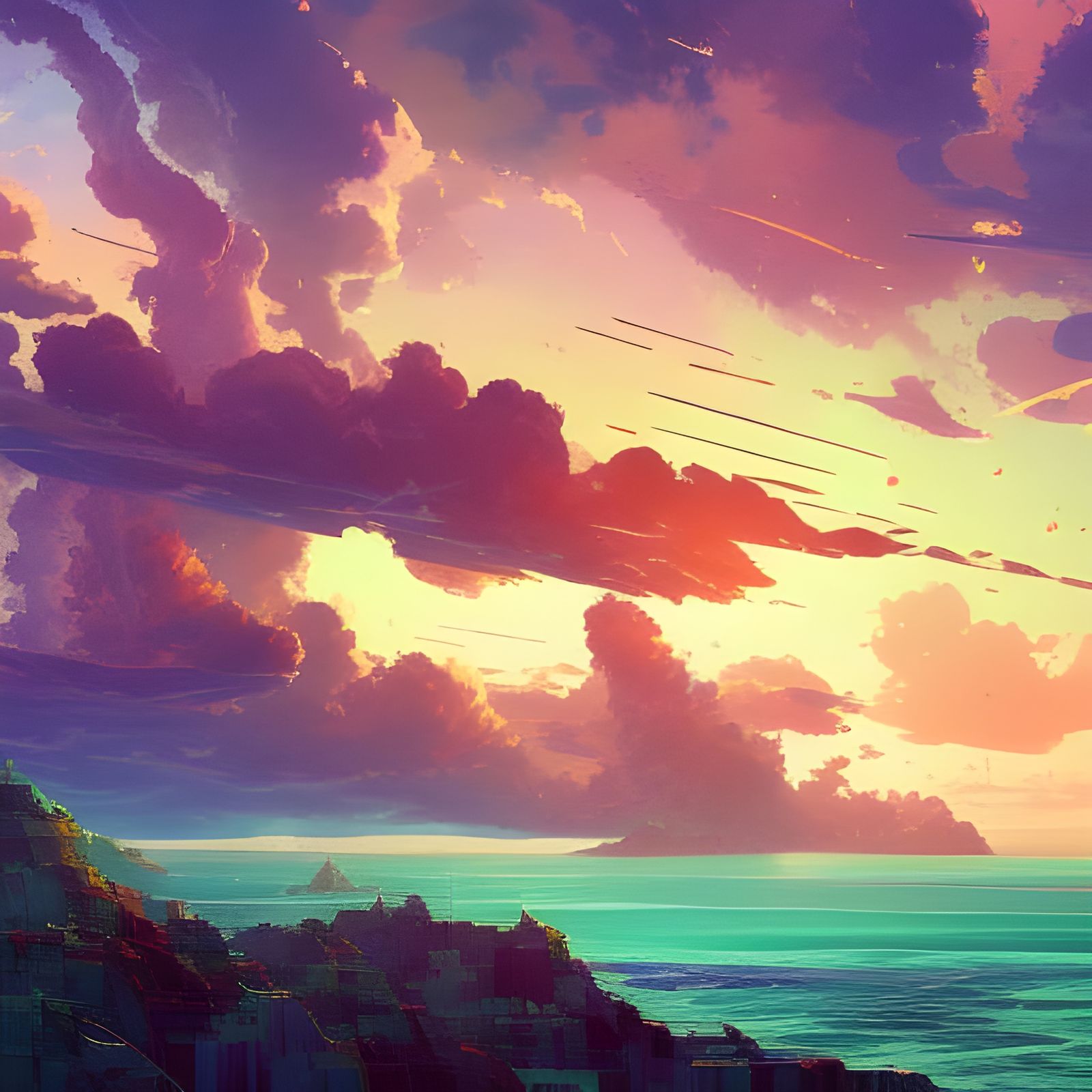 Epic Sunrise Over Ocean Ships