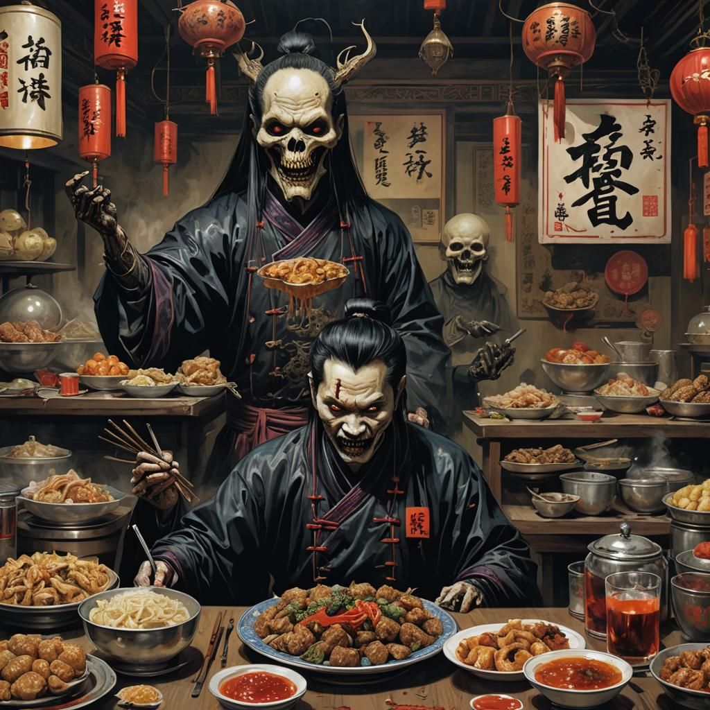 Gothic Chinese Food Horror Art