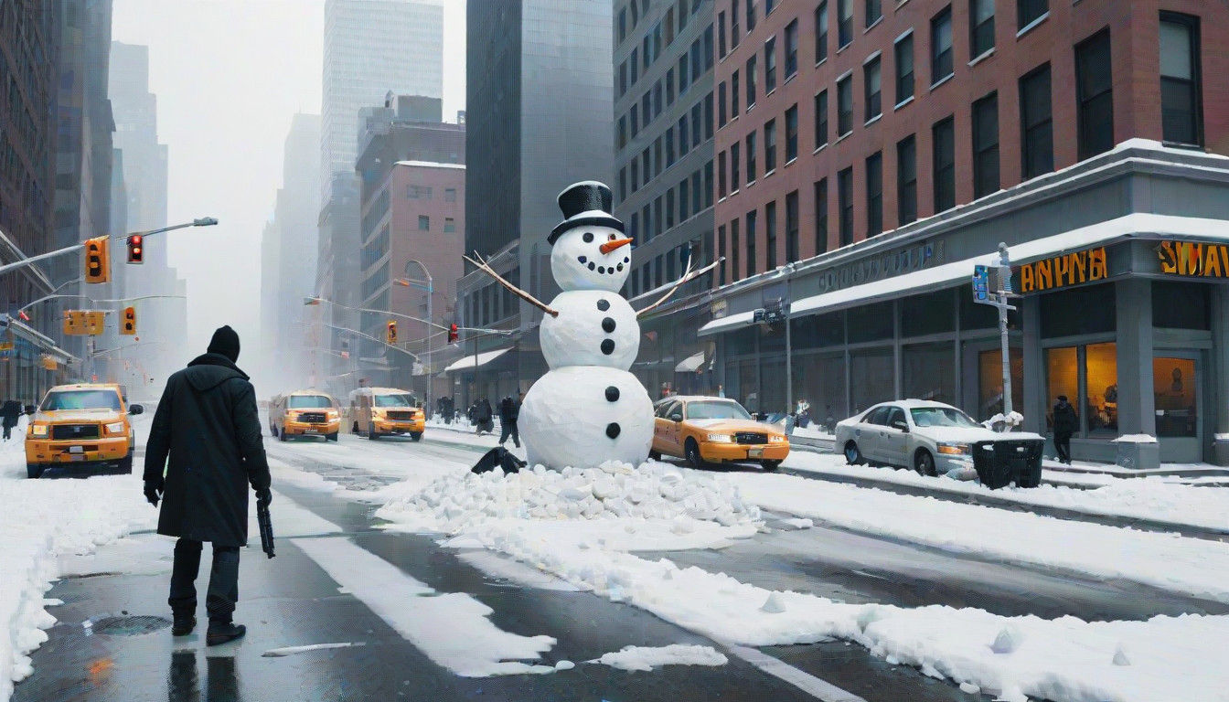 Snowman Wreaks Havoc in New York City