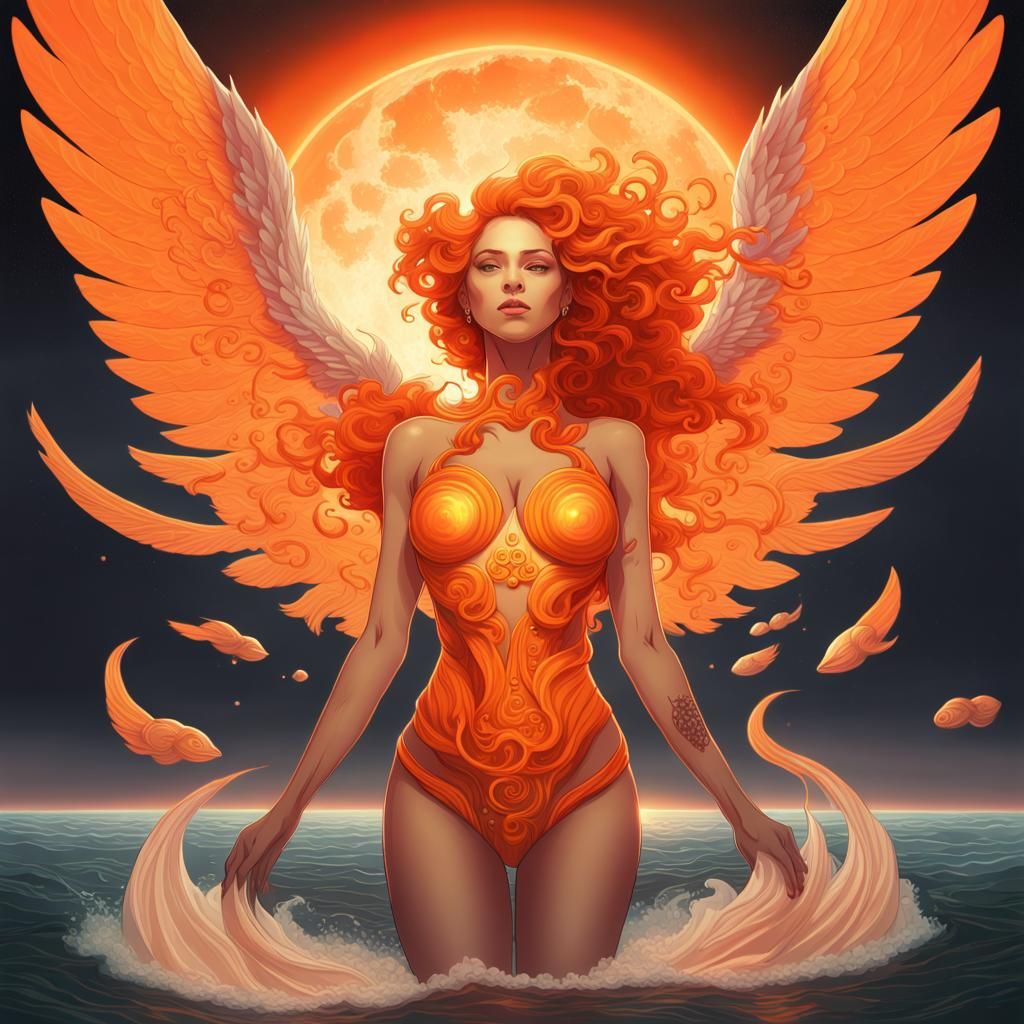 Venusian Beauty in Luminous Orange Sky