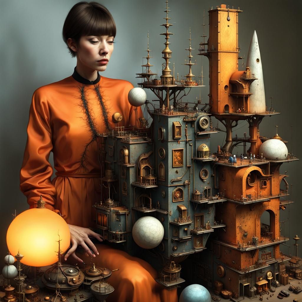 Surreal Spaceships Orbiting in Ethereal Dreamscape