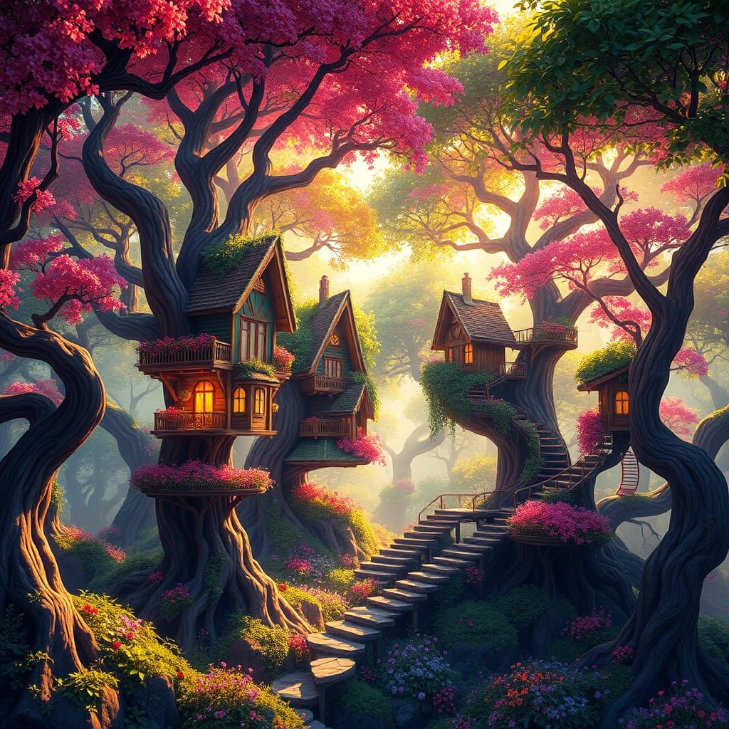 Whimsical Forest Metropolis in Vibrant Colors