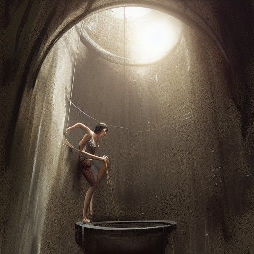 Sinister Figure Climbing Out of a Well