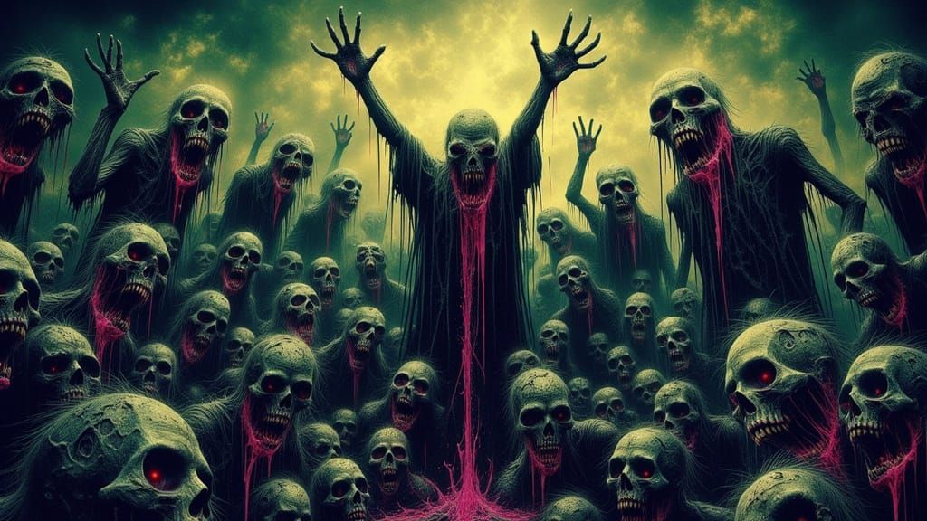 Psychedelic Zombie Horde in Dark Fantasy Art Style